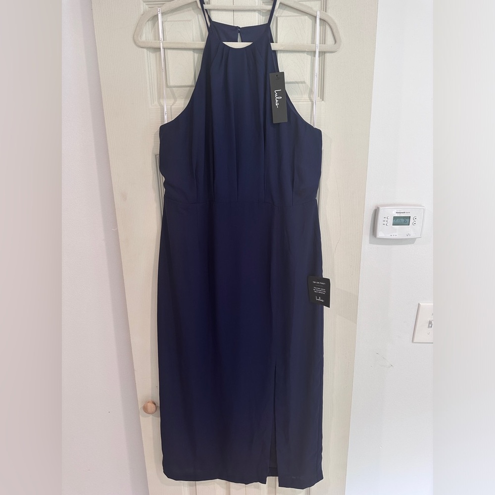 Mid Length Navy Wedding Guest Dress